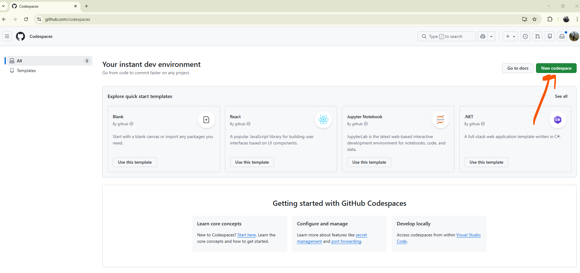 Create codespace placeholder